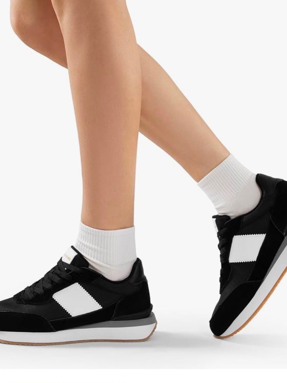 Classic Women's Black & White Retro Runner Sneakers